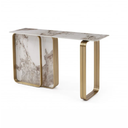 طاولة كونسول من الحجر المتكلس والفولاذ المقاوم للصدأ Console Table Sintered Stone Stainless Steel