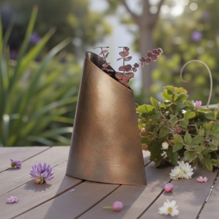 Vase Metal Dark Bronze مزهرية معدنية برونزية داكنة