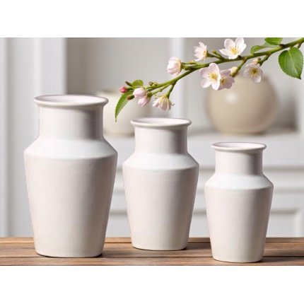 Vase Ceramic White مزهرية سيراميك بيضاء